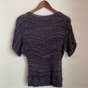 Purple Crochet Batwing Top Small Indie Sleaze Artsy Whimsy VTG Y2K